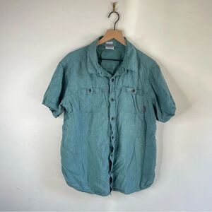 Columbia Blue Hemp Cotton Blend Button Down Shirt size XL